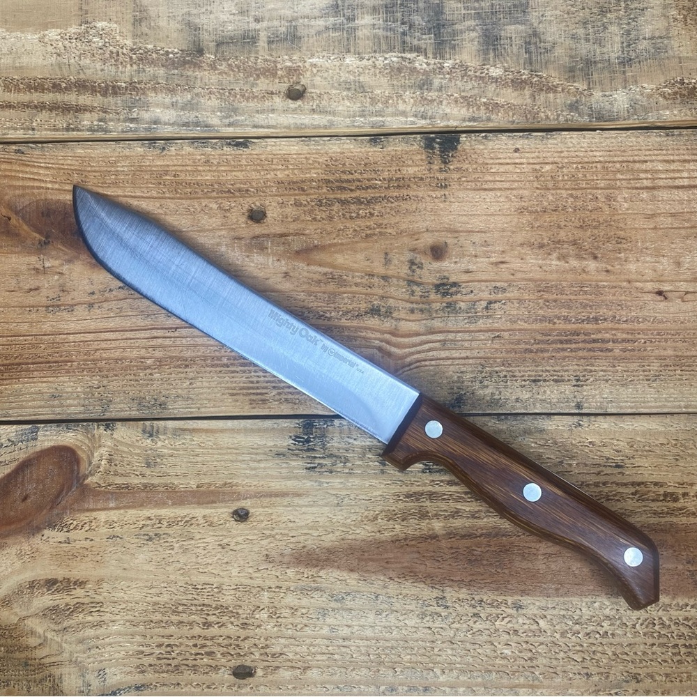 NICE VINTAGE MIGHTY OAK FULL TANG 3 RIVET 8" BUTCHER KNIFE BY IMPERIAL